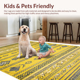 Ultra Soft Area Rug, Non Slip, Stain Resistant, Washable Area Rugs for Living Room, Bedroom, Modern Tribal High Traffic Kitchen Area Carpet(Yellow)