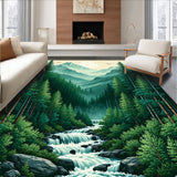 Ultra Soft Area Rug, Non Slip, Stain Resistant, Washable Area Rugs for Living Room, Bedroom, Serene Outdoor Oasis Design(Green)