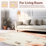 Ultra Soft Area Rug, Non Slip, Stain Resistant, Washable Area Rugs for Living Room, Bedroom, Boho Petal Non Slip Beige Flower Entryway(Beige)