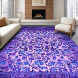 Ultra Soft Area Rug, Non Slip, Stain Resistant, Washable Area Rugs for Living Room, Bedroom, Sophisticated Vintage Diamond Texture(Purple)