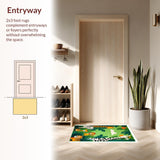 Ultra Soft Area Rug, Non Slip, Stain Resistant, Washable Area Rugs for Living Room, Bedroom, Charming Jungle Animal Aesthetic(Green)
