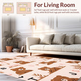 Ultra Soft Area Rug, Non Slip, Stain Resistant, Washable Area Rugs for Living Room, Bedroom, Vibrant Kids' Learning Circle(Pink)