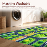 Ultra Soft Area Rug, Non Slip, Stain Resistant, Washable Area Rugs for Living Room, Bedroom, Colorful City Life Kids Playroom Educational Rug(Green)