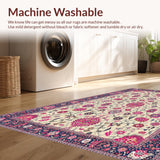 Ultra Soft Area Rug, Non Slip, Stain Resistant, Washable Area Rugs for Living Room, Bedroom, Vibrant Floral Paisley Motif(Beige)
