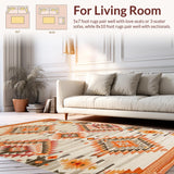 Ultra Soft Area Rug, Non Slip, Stain Resistant, Washable Area Rugs for Living Room, Bedroom, Striking Ogee Pattern in Neutral Palette(Beige)