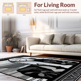 Ultra Soft Area Rug, Non Slip, Stain Resistant, Washable Area Rugs for Living Room, Bedroom, Transitional Textured Animal Graphic Design(Black)