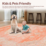 Ultra Soft Area Rug, Non Slip, Stain Resistant, Washable Area Rugs for Living Room, Bedroom, Transitional Warm Tones Arrangement(Orange)