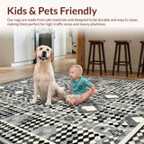 Ultra Soft Area Rug, Non Slip, Stain Resistant, Washable Area Rugs for Living Room, Bedroom, Vibrant Modern Trellis Design(Gray)