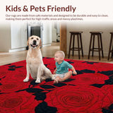 Ultra Soft Area Rug, Non Slip, Stain Resistant, Washable Area Rugs for Living Room, Bedroom, Bold Modern Botanical Print(Red)