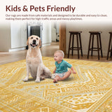 Ultra Soft Area Rug, Non Slip, Stain Resistant, Washable Area Rugs for Living Room, Bedroom, Bold Abstract Curved Lines(Yellow)