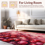 Ultra Soft Area Rug, Non Slip, Stain Resistant, Washable Area Rugs for Living Room, Bedroom, Sweet Cherry Bomb Bow Rug Featuring Juicy Fruit Details and Elegant Pink Ribbon(Red)