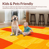 Ultra Soft Area Rug, Non Slip, Stain Resistant, Washable Area Rugs for Living Room, Bedroom, Artful Cookie Motif with Cheerful Hues(Orange)