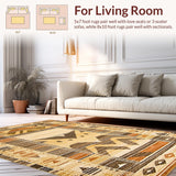Ultra Soft Area Rug, Non Slip, Stain Resistant, Washable Area Rugs for Living Room, Bedroom, Energetic Wild Animal Patterns(Beige)