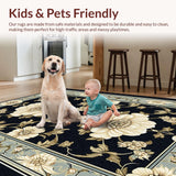 Ultra Soft Area Rug, Non Slip, Stain Resistant, Washable Area Rugs for Living Room, Bedroom, Rustic Cream Trellis Inspiration(Black)