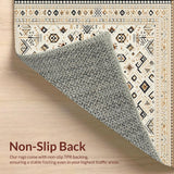 Ultra Soft Area Rug, Non Slip, Stain Resistant, Washable Area Rugs for Living Room, Bedroom, Beige Boho with Diamond(Beige)