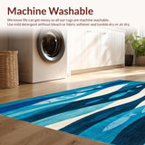 Ultra Soft Area Rug, Non Slip, Stain Resistant, Washable Area Rugs for Living Room, Bedroom, Ocean Depths Bright Blue Beige Fish Theme(Blue)