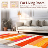 Ultra Soft Area Rug, Non Slip, Stain Resistant, Washable Area Rugs for Living Room, Bedroom, Charming Abstract Soft Touch Visuals(Orange)
