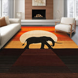 Ultra Soft Area Rug, Non Slip, Stain Resistant, Washable Area Rugs for Living Room, Bedroom, Minimalist Abstract Fauna Illustration(Orange)