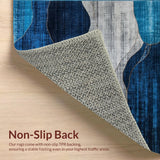 Ultra Soft Area Rug, Non Slip, Stain Resistant, Washable Area Rugs for Living Room, Bedroom, Art Deco Inspired Blue Geometry(Blue)