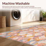 Ultra Soft Area Rug, Non Slip, Stain Resistant, Washable Area Rugs for Living Room, Bedroom, Boho Chic: Pastel-Toned Geometric Area Rug, Non-Slip(Pink)