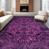 Ultra Soft Area Rug, Non Slip, Stain Resistant, Washable Area Rugs for Living Room, Bedroom, Classic Monochrome Trellis Features(Purple)