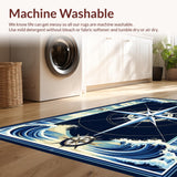 Ultra Soft Area Rug, Non Slip, Stain Resistant, Washable Area Rugs for Living Room, Bedroom, Contemporary Marine Inspired Design(Blue)
