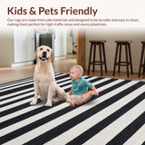 Ultra Soft Area Rug, Non Slip, Stain Resistant, Washable Area Rugs for Living Room, Bedroom, Retro Black & White Striped Rug: Modern Geometric Area Rug(Black)