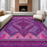 Ultra Soft Area Rug, Non Slip, Stain Resistant, Washable Area Rugs for Living Room, Bedroom, Striking Layered Symmetrical Design(Purple)