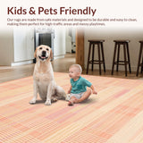 Ultra Soft Area Rug, Non Slip, Stain Resistant, Washable Area Rugs for Living Room, Bedroom, Sophisticated Low-Profile Tiled Aesthetic(Pink)