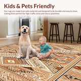 Ultra Soft Area Rug, Non Slip, Stain Resistant, Washable Area Rugs for Living Room, Bedroom, Tribal Medallion with Rustic Boho Charm and Earthy Tones Area(Beige)