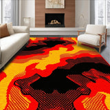 Ultra Soft Area Rug, Non Slip, Stain Resistant, Washable Area Rugs for Living Room, Bedroom, Contemporary Eruption Style Element(Red)