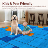 Ultra Soft Area Rug, Non Slip, Stain Resistant, Washable Area Rugs for Living Room, Bedroom, Contemporary Floral Elegance(Blue)