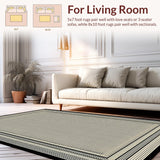 Ultra Soft Area Rug, Non Slip, Stain Resistant, Washable Area Rugs for Living Room, Bedroom, Streamlined Neutral Basketweave Elegance(White)