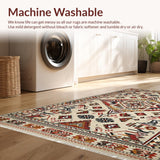 Ultra Soft Area Rug, Non Slip, Stain Resistant, Washable Area Rugs for Living Room, Bedroom, Elegant Tribal Geometric Fusion(Beige)