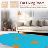 Ultra Soft Area Rug, Non Slip, Stain Resistant, Washable Area Rugs for Living Room, Bedroom, Vibrant Playful Animal Motif(Blue)