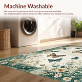 Ultra Soft Area Rug, Non Slip, Stain Resistant, Washable Area Rugs for Living Room, Bedroom, Whimsical Green Insect Motif Design(Beige)