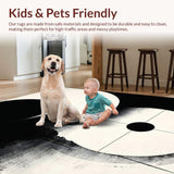 Ultra Soft Area Rug, Non Slip, Stain Resistant, Washable Area Rugs for Living Room, Bedroom, Contemporary Circular Abstract Design(Black)