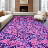 Ultra Soft Area Rug, Non Slip, Stain Resistant, Washable Area Rugs for Living Room, Bedroom, Whimsical Earth Tone Floral Accents(Purple)