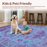 Ultra Soft Area Rug, Non Slip, Stain Resistant, Washable Area Rugs for Living Room, Bedroom, Rustic Violet Geometric Fusion(Blue)