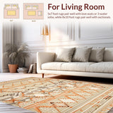 Ultra Soft Area Rug, Non Slip, Stain Resistant, Washable Area Rugs for Living Room, Bedroom, Vibrant Abstract Woven Texture(Orange)