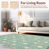 Ultra Soft Area Rug, Non Slip, Stain Resistant, Washable Area Rugs for Living Room, Bedroom, Cute Aesthetic Scalloped Bow Rug for Trendy Bathroom Spaces(Blue)
