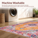 Ultra Soft Area Rug, Non Slip, Stain Resistant, Washable Area Rugs for Living Room, Bedroom, Chic Distressed Abstract Composition(Orange)
