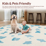 Ultra Soft Area Rug, Non Slip, Stain Resistant, Washable Area Rugs for Living Room, Bedroom, Boho Blue Bow Rug:  Stylish Flat-Weave Area Rug(Beige)