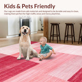Ultra Soft Area Rug, Non Slip, Stain Resistant, Washable Area Rugs for Living Room, Bedroom, Trendy Bright Shag Pattern(Red)