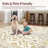 Beige Area Geo Cream Accents Farmhouse Vibes Tribal Art(Beige)