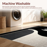 Ultra Soft Area Rug, Non Slip, Stain Resistant, Washable Area Rugs for Living Room, Bedroom, Luxurious Round Geometric Motif(Black)