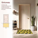 Ultra Soft Area Rug, Non Slip, Stain Resistant, Washable Area Rugs for Living Room, Bedroom, Contemporary Black Cat Aesthetic(Yellow)