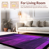 Ultra Soft Area Rug, Non Slip, Stain Resistant, Washable Area Rugs for Living Room, Bedroom, Contemporary Cool Geometric Aesthetic(Purple)