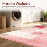 Ultra Soft Area Rug, Non Slip, Stain Resistant, Washable Area Rugs for Living Room, Bedroom, Chic Abstract Geometric Motif(Pink)