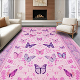 Ultra Soft Area Rug, Non Slip, Stain Resistant, Washable Area Rugs for Living Room, Bedroom, Charming Pastel Butterfly Fantasy(Pink)